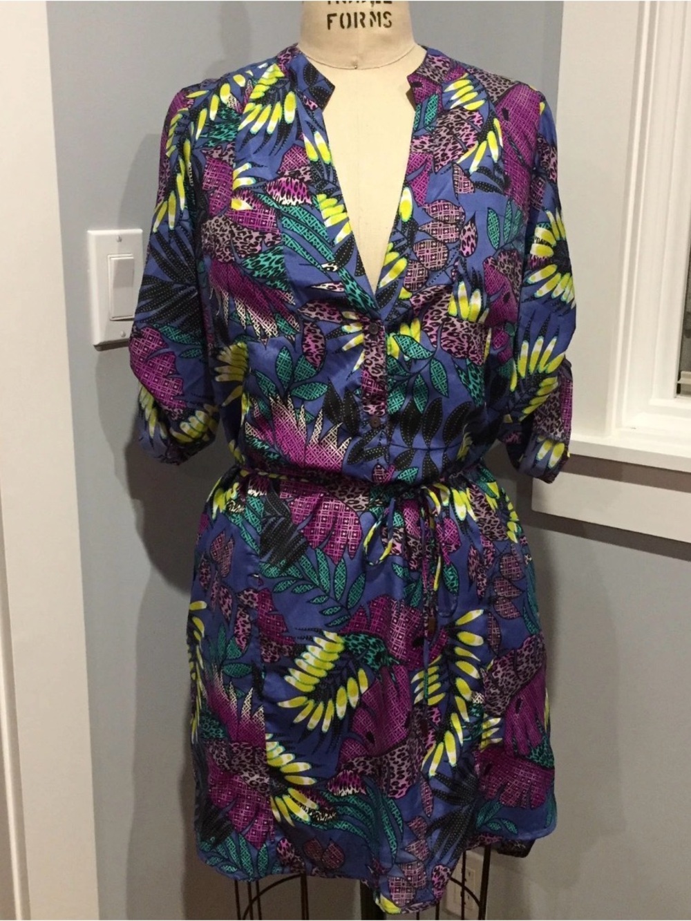 Zoa New York 3/4 Sleeve Printed T-shirt Dress - Small
